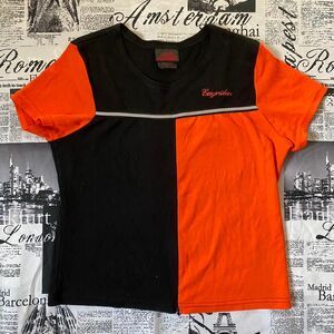 Easyriders Women's Orange and Black tshirt vintage y2k